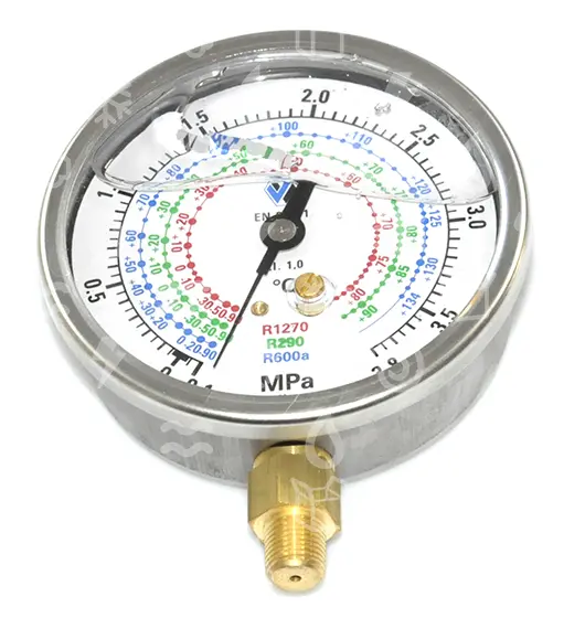 manometr vysokotlaký olejový WIGAM, 80 mm, R600A, R290-R1270,